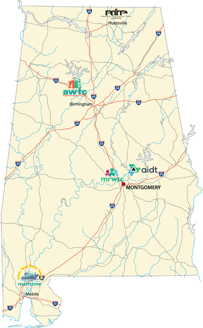 AIDT Military Transition Program - AIDT Center Locations Map Graphic