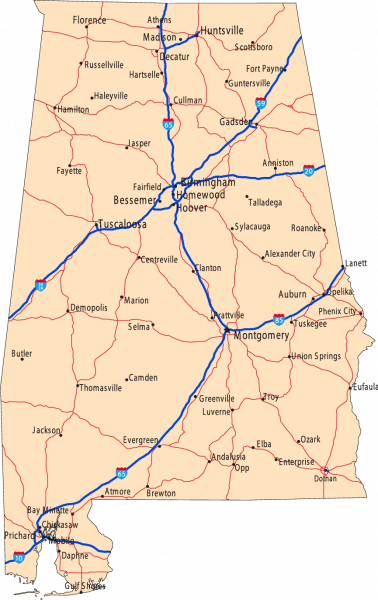 Alabama Road Map